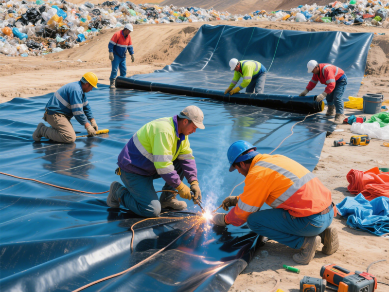 the install of geomembrane